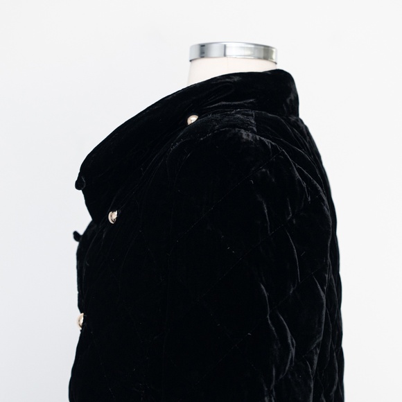 Talbots - New! Quilted Petite Velvet Jacket Black - Picture 9 of 12